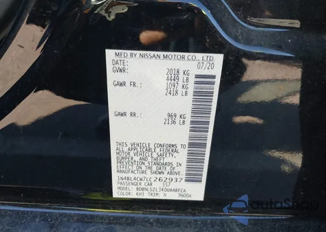 2020 Nissan Altima Sr Intelligent Awd z USA, uszkodzony, nr VIN 1N4BL4CW7LC262937